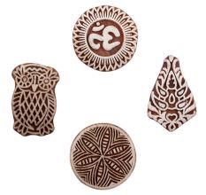 Set of 4 Piece New Mix Wooden Printing Blocks