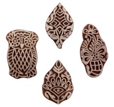 Set of 4 Piece New Mix Wooden Printing Blocks