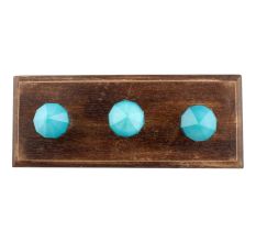 Turquoise Glass Top Wooden Hooks
