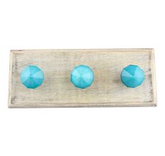 Turquoise Glass Top Wooden Hooks