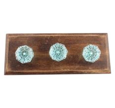 Water Octagon Shape Glass Wooden Hooks