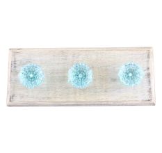 Water Octagon Shape Glass Wooden Hooks