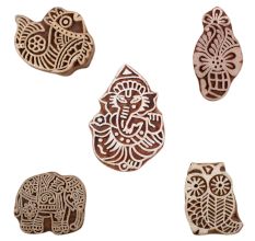 Set of 5 Piece New Mix Wooden Printing Blocks