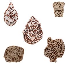 Set of 5 Piece New Mix Wooden Printing Blocks