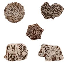 Set of 5 Piece New Mix Wooden Printing Blocks