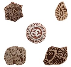 Set of 5 Piece New Mix Wooden Printing Blocks
