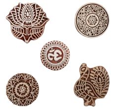 Set of 5 Piece New Mix Wooden Printing Blocks