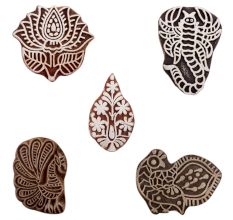 Set of 5 Piece New Mix Wooden Printing Blocks