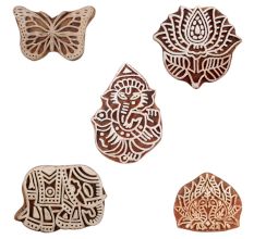 Set of 5 Piece New Mix Wooden Printing Blocks
