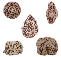 Set of 5 Piece New Mix Wooden Printing Blocks