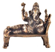 Brass Idol Resting Ganpati Figurine