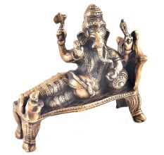 Brass Idol Resting Ganpati Figurine