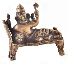 Brass Idol Resting Ganpati Figurine