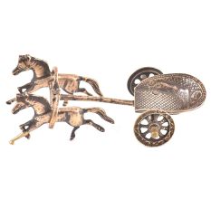 Vintage Brass Chariot pulled by Two Horses