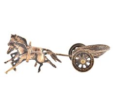 Vintage Brass Chariot pulled by Two Horses