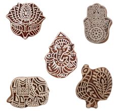 Set of 5 Piece New Mix Wooden Printing Blocks
