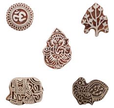 Set of 5 Piece New Mix Wooden Printing Blocks
