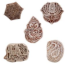 Set of 5 Piece New Mix Wooden Printing Blocks