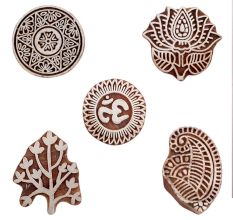 Set of 5 Piece New Mix Wooden Printing Blocks