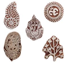 Set of 5 Piece New Mix Wooden Printing Blocks