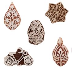 Set of 5 Piece New Mix Wooden Printing Blocks