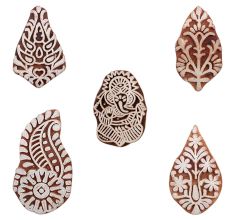 Set of 5 Piece New Mix Wooden Printing Blocks
