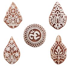 Set of 5 Piece New Mix Wooden Printing Blocks