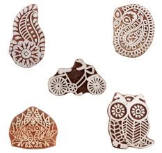 Set of 5 Piece New Mix Wooden Printing Blocks