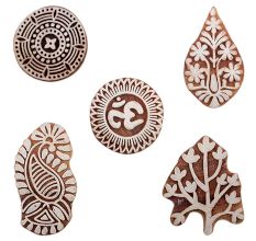 Set of 5 Piece New Mix Wooden Printing Blocks