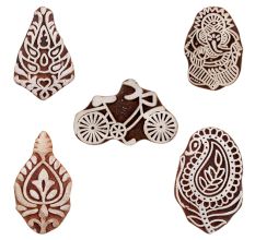 Set of 5 Piece New Mix Wooden Printing Blocks