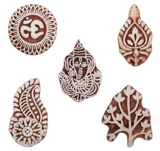 Set of 5 Piece New Mix Wooden Printing Blocks
