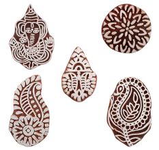 Set of 5 Piece New Mix Wooden Printing Blocks