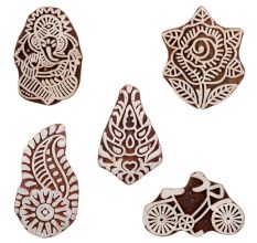 Set of 5 Piece New Mix Wooden Printing Blocks