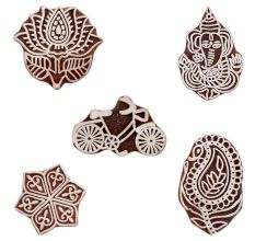 Set of 5 Piece New Mix Wooden Printing Blocks