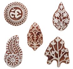 Set of 5 Piece New Mix Wooden Printing Blocks