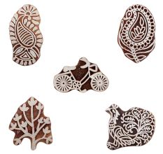 Set of 5 Piece New Mix Wooden Printing Blocks