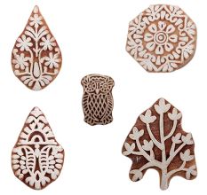 Set of 5 Piece New Mix Wooden Printing Blocks