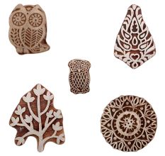 Set of 5 Piece New Mix Wooden Printing Blocks