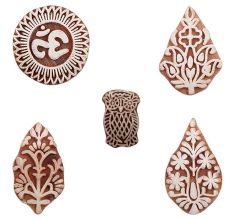 Set of 5 Piece New Mix Wooden Printing Blocks