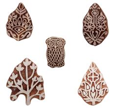 Set of 5 Piece New Mix Wooden Printing Blocks