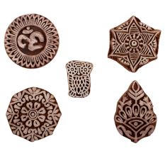 Set of 5 Piece New Mix Wooden Printing Blocks