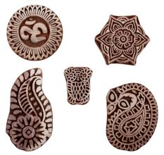 Set of 5 Piece New Mix Wooden Printing Blocks