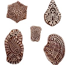 Set of 5 Piece New Mix Wooden Printing Blocks