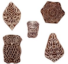 Set of 5 Piece New Mix Wooden Printing Blocks