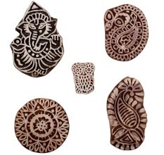 Set of 5 Piece New Mix Wooden Printing Blocks