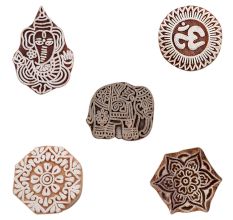 Set of 5 Piece New Mix Wooden Printing Blocks