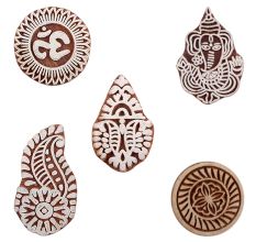 Set of 5 Piece New Mix Wooden Printing Blocks