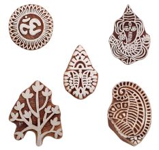 Set of 5 Piece New Mix Wooden Printing Blocks