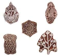 Set of 5 Piece New Mix Wooden Printing Blocks