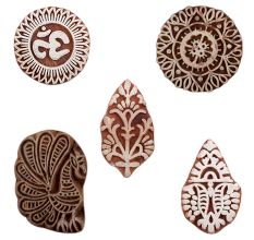 Set of 5 Piece New Mix Wooden Printing Blocks